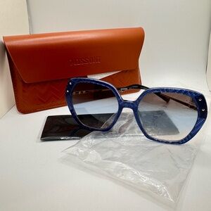 MISSONI - Rose Gold and blue frame sunglasses - NWT - 56-18-145 - giftable